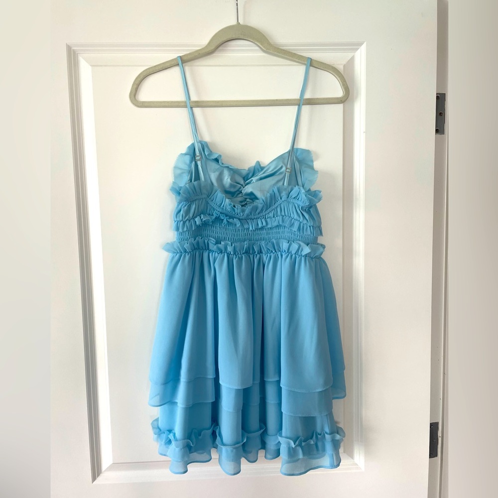 NBD Light Blue Ruffled Mini Dress - Picture 4 of 4